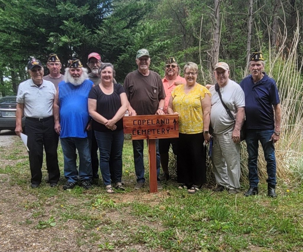 American Legion Places New Handmade Sign at Copeland Cemetery