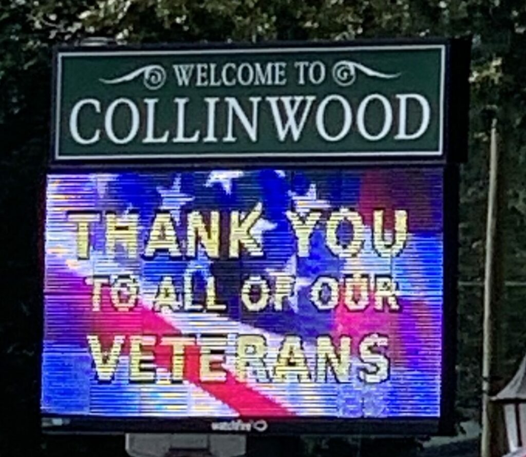    The members of the Collinwood City Commission stated at their last meeting that lots of compliments were being given on the city’s new electronic sign. The sign is located at the corner of the city park, across the street from Hasti Mart.