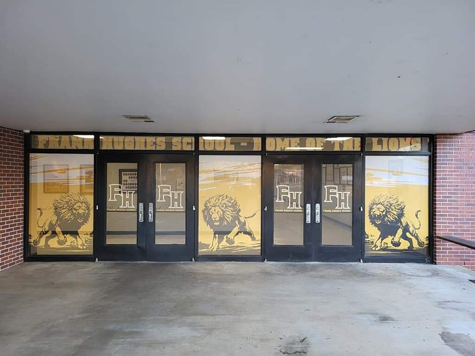    New graphic safety films are being installed in the entrances at all Wayne County Schools. These films increase school safety by limiting visibility into the school from the outside.
