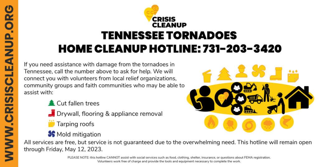 Crisis Cleanup Hotline Established for Tornado Victims
